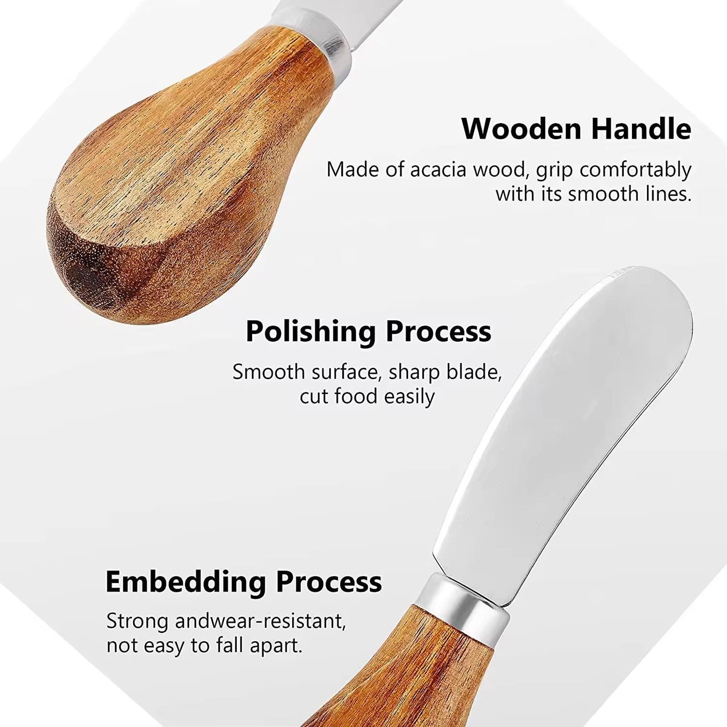 High Quality Acacia Wood Handle Cheese Knife Set