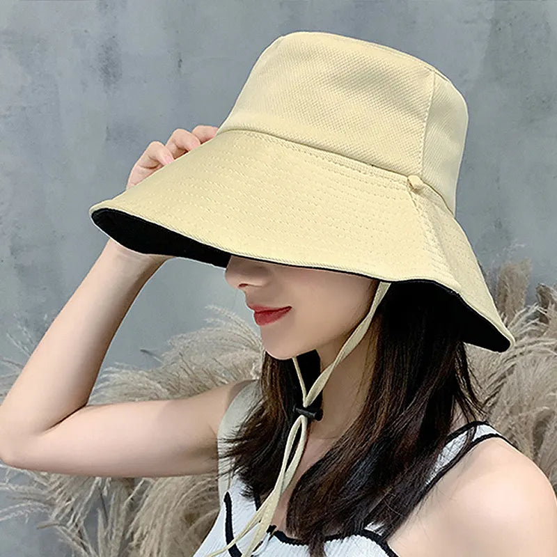 Oversized Reversible Bucket Hat With String