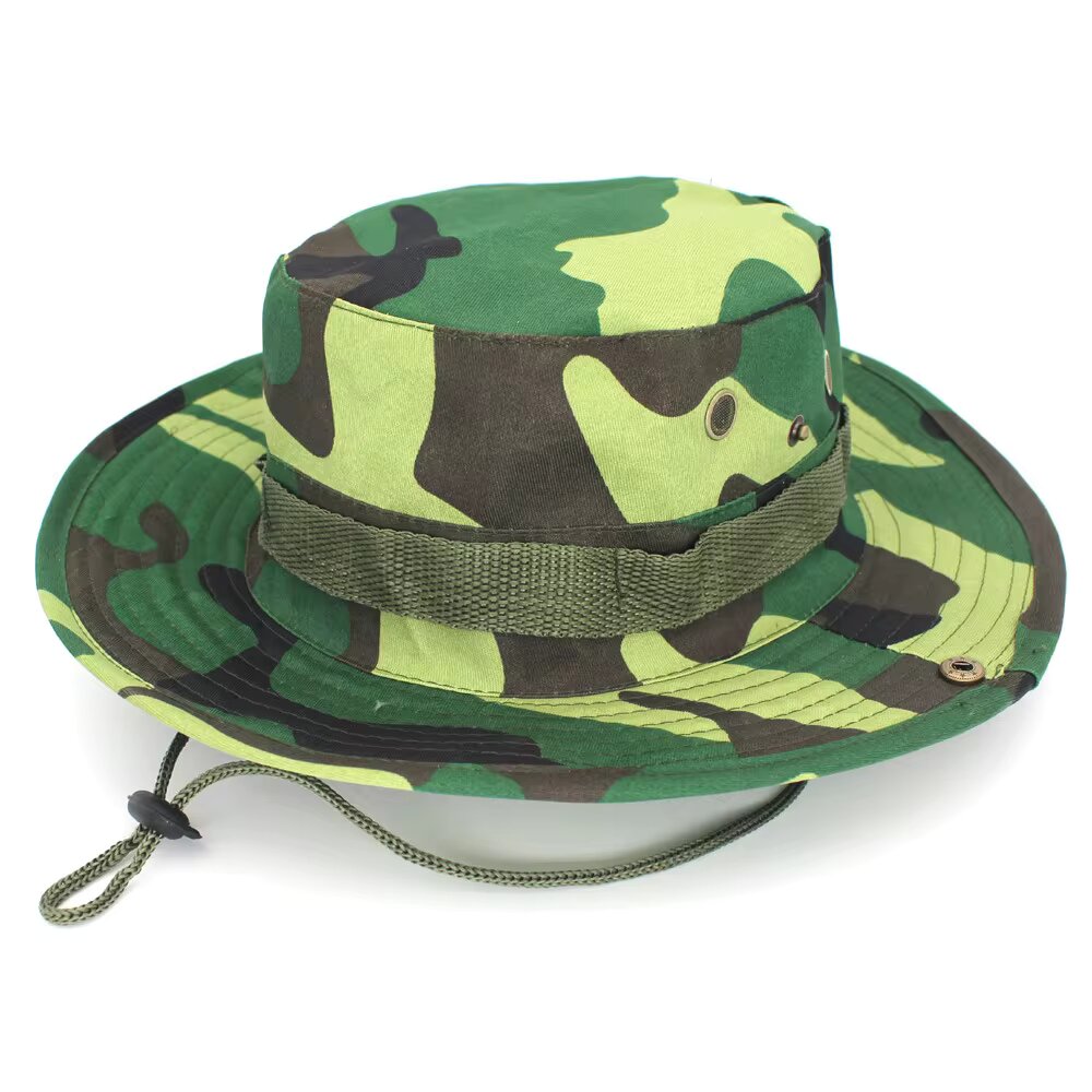 Safari Camping Camo Fisherman Bucket Hat With String