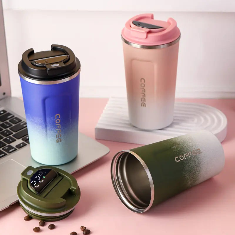 Travel Smart Coffee Tumbler Thermos Cup With Intelligent Temperature Display